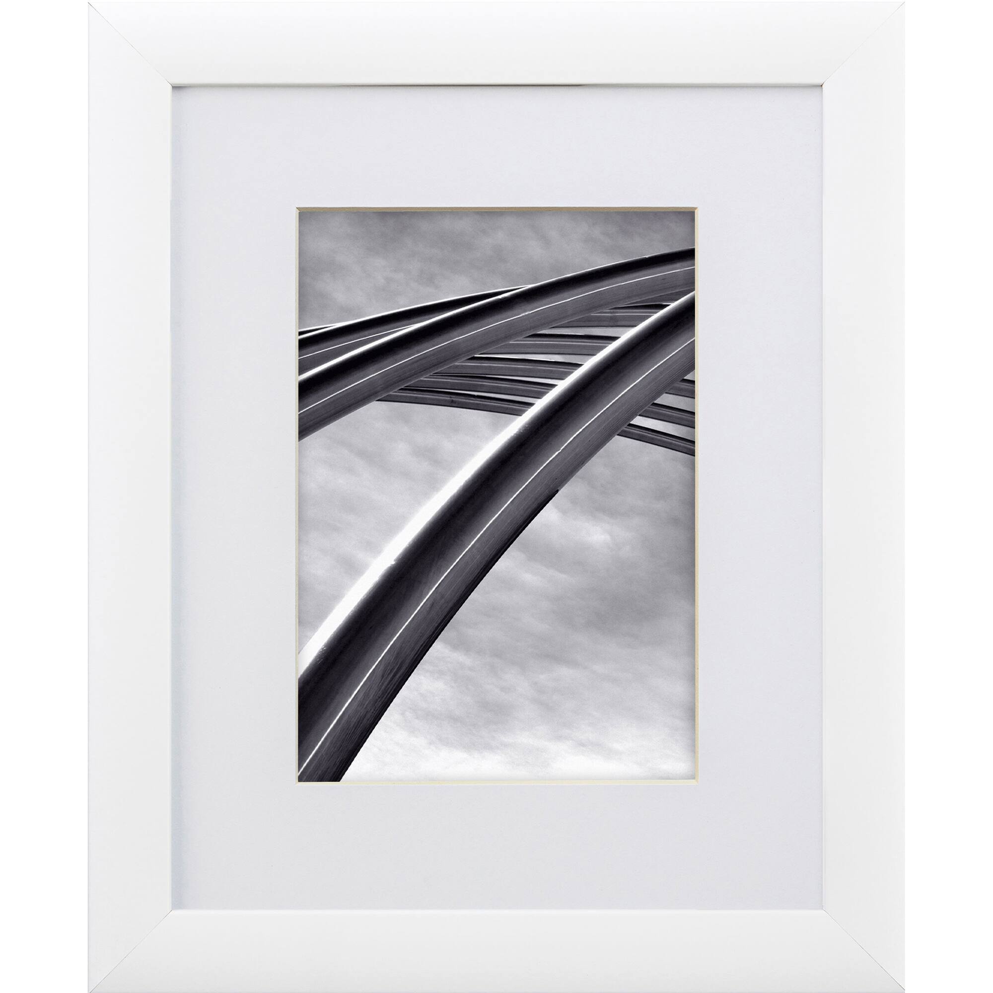 Craig Frames Contemporary White Satin Picture Frame with Mat